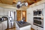 Grand View Lodge kitchen with stainless steel appliances. 